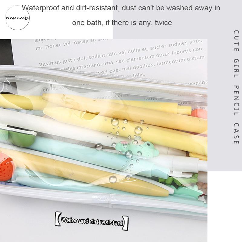 

Decompression Primary Middle School Students Competition Rotating Pen Can Write Student Rotating PenTransparent PVC Student Stationery Zipper Pen Bag Travel Portable Toiletry Makeup Storage Bag E