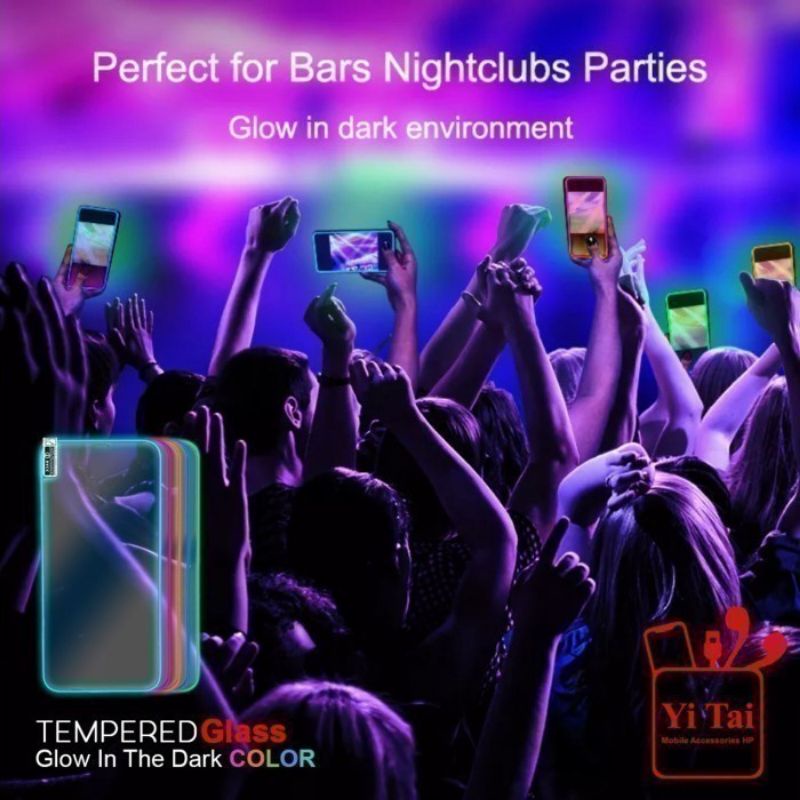 Tempered Glass Neon Glow In The Dark Luminous TG OPPO RENO 2/2F/3/3 PRO/4/4F/5 4G 5G/5F/6 4G 5G/7 4G 5G/7Z 5G/7 LITE/8 4G 5G/8T 4G/8Z 5G