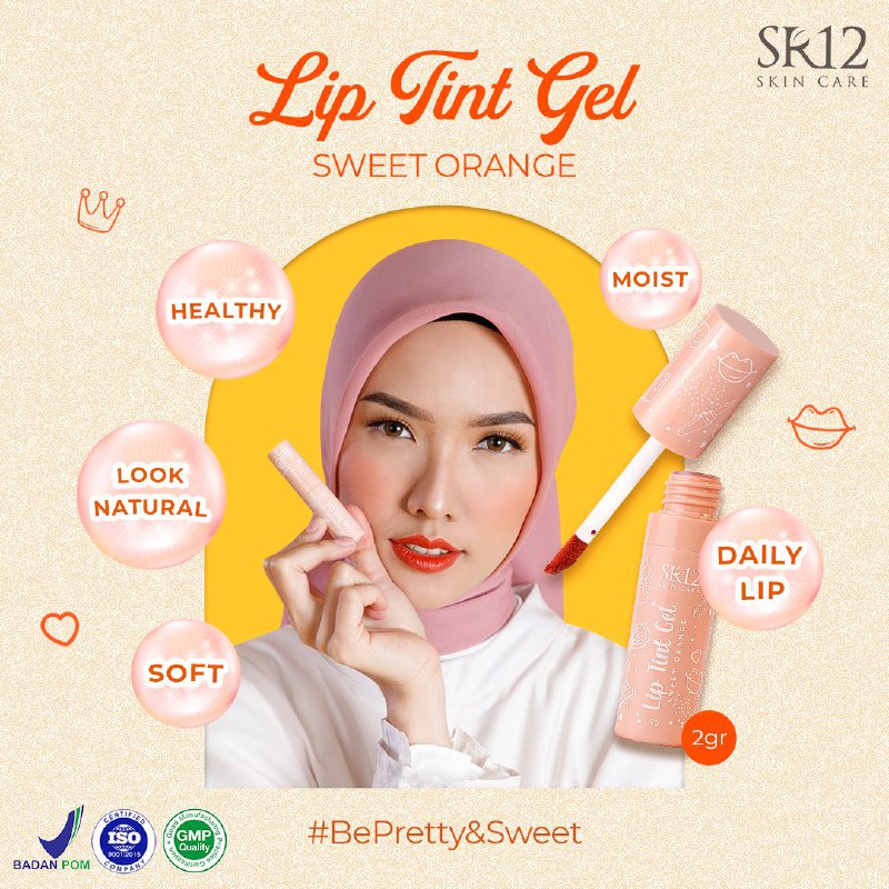 Lip Tint SR12 - Mencegah Bibir Kering &amp; Pecah Pecah Lip Ringan Dipakai Tahan Lama Lipstik Pelembab Tampilan Fresh Natural Pada Bibir