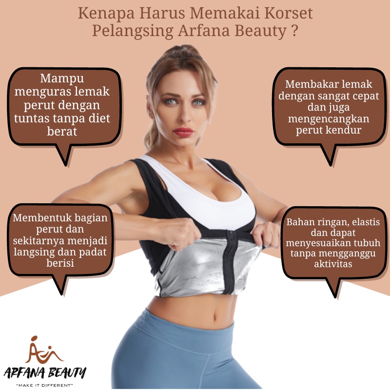 Korset Pelangsing Perut Resleting Baju Pembakar Lemak Pakaian Dalam Wanita Pembakar Lemak Korset Perut Buncit Melangsingkan Ampuh Pengecil Pinggang Baju Olahraga Tanktop Cami Zipper Silver Original Import Premium Terbaru