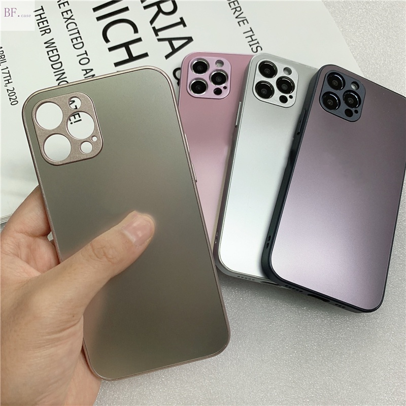 Casing IPhone 11 12 pro max Bahan Logam Aksen Frosted