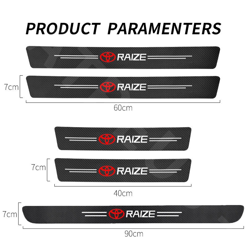 Toyota Raize Carbon Fiber Car Door Sticker Protector Auto Threshold Strips Sticker Anti Gores