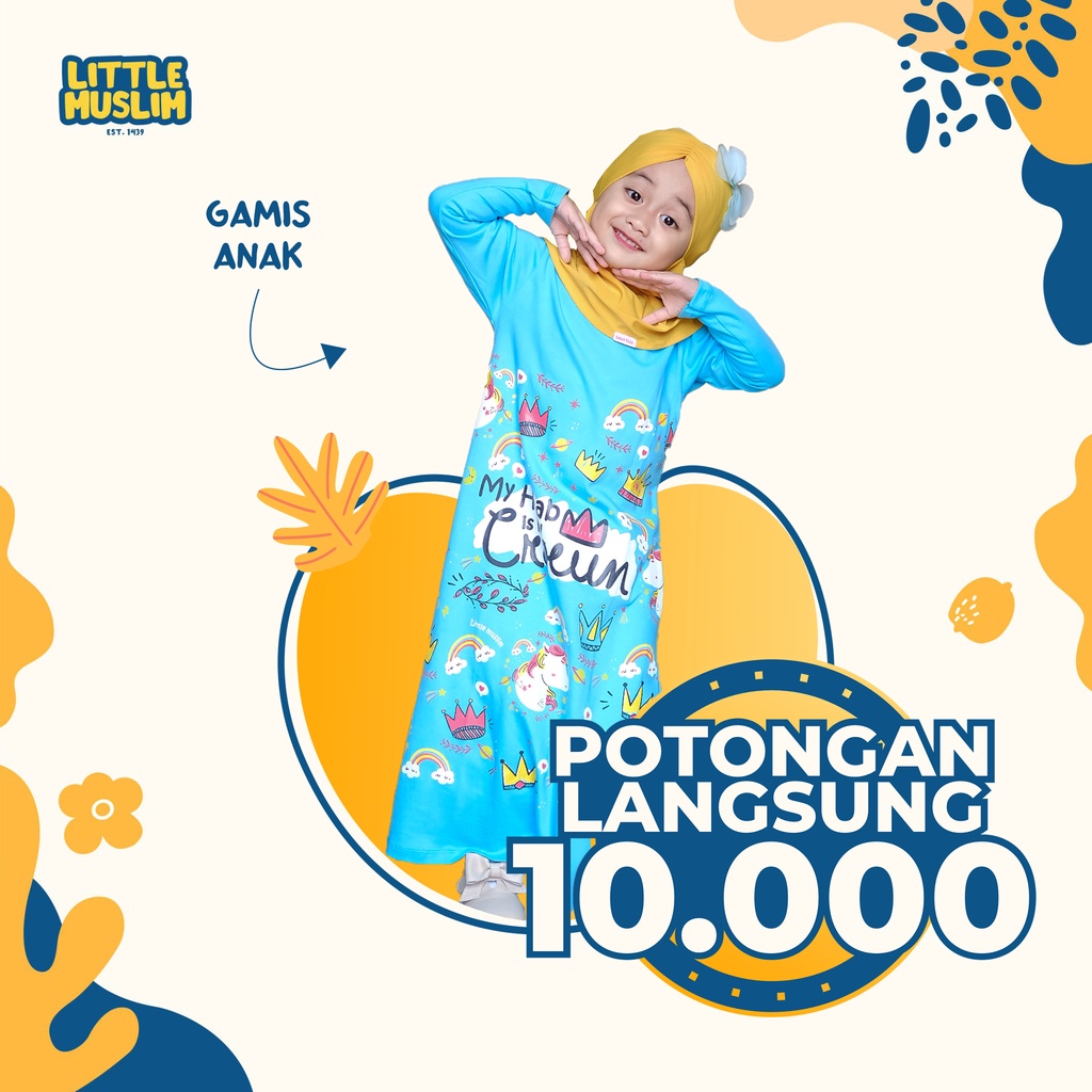 Littlemuslim Gamis Anak - "My Hijab" Sky Blue