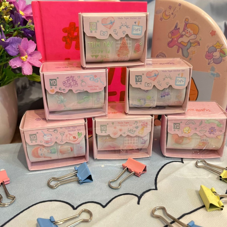 

WASHITAPE SELOTIP MOTIF ESTETIK STICKER 1 KOTAK ISI 3 SOLATIP MIX TERMURAH