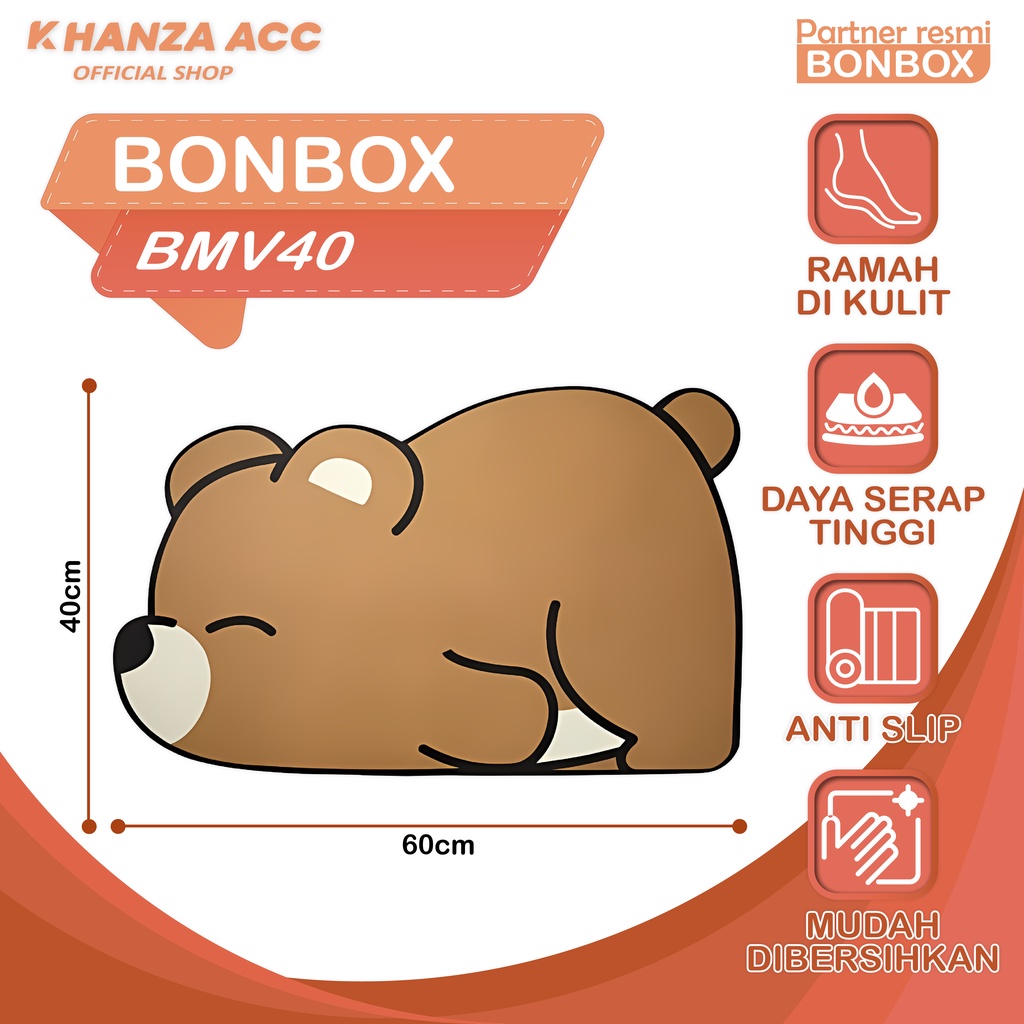 KHANZAACC BONBOX BMV40 Keset Kamar Mandi Desain Panda Beruang Anti Slip Daya Serap Tinggi 4 Lapisan