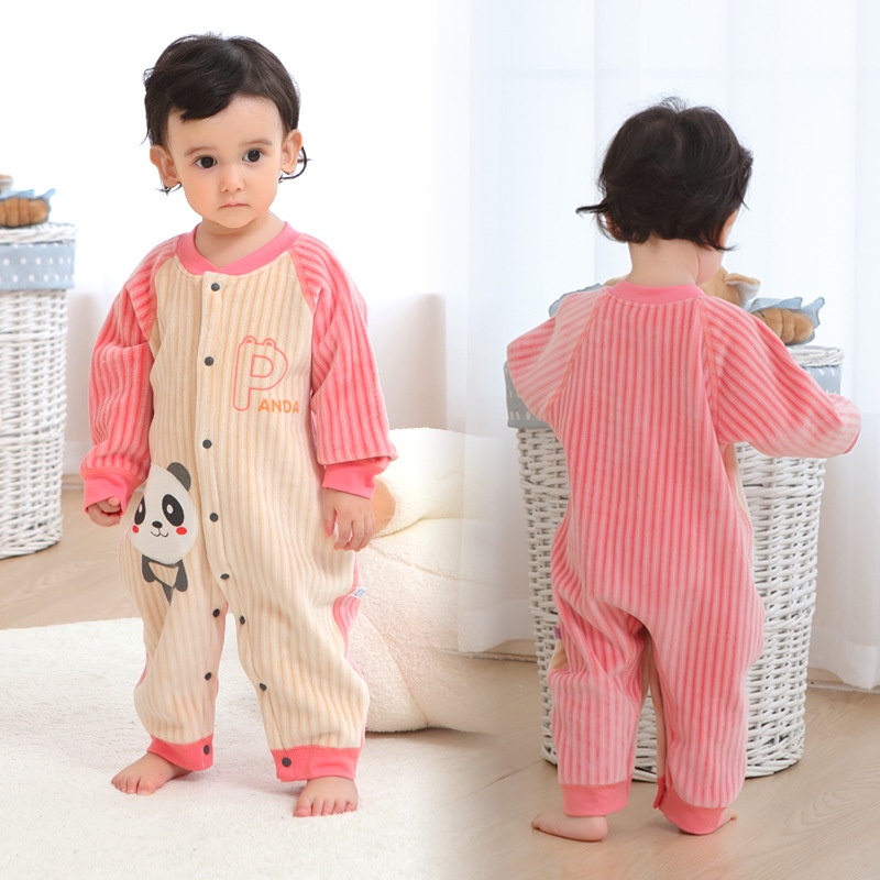 Jumper Bayi perempuan Romper bulu Bayi Pola kartun Lucu Baju Tidur Bahan tebal lembut V53