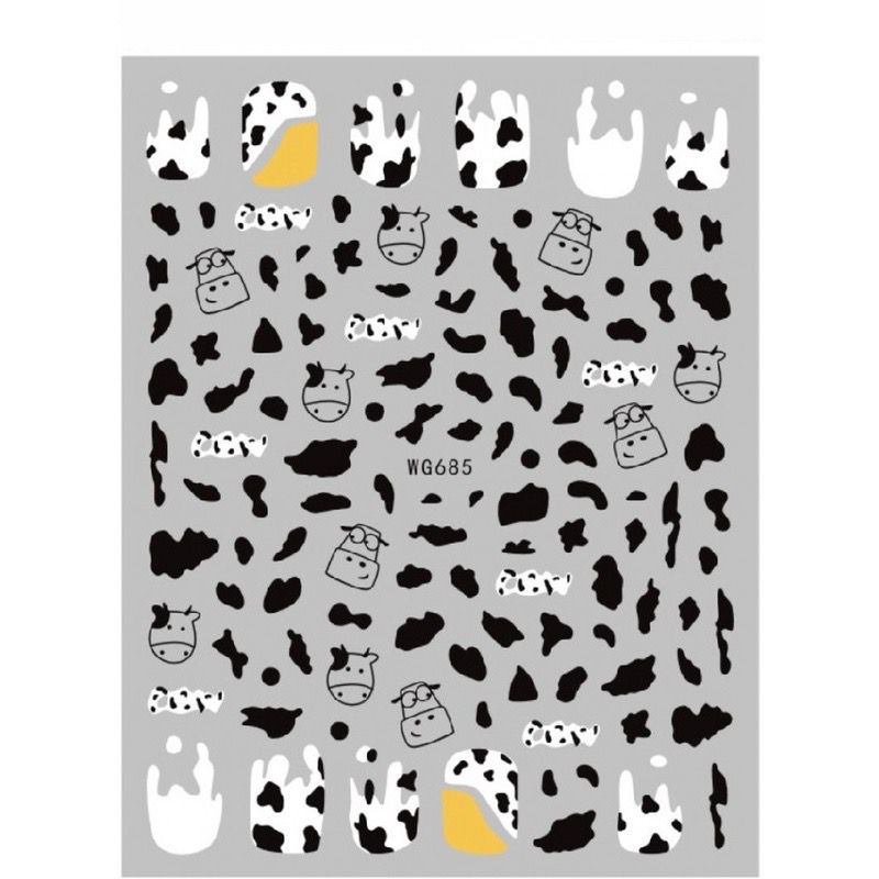 1 Lembar / Pak Stiker Kuku Foil Transfer Air Motif Geometri / Leopard / Sapi Untuk Nail Art / Manicure Diy