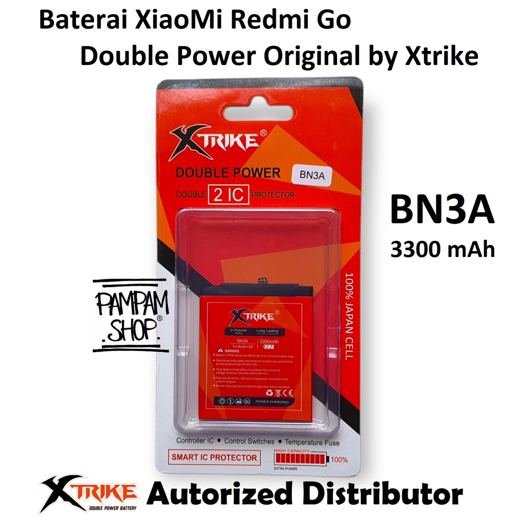 Baterai XTRIKE Double Power Original XiaoMi Redmi Go BN3A Batre Batrai Battery Ori HP Handphone BN 3A