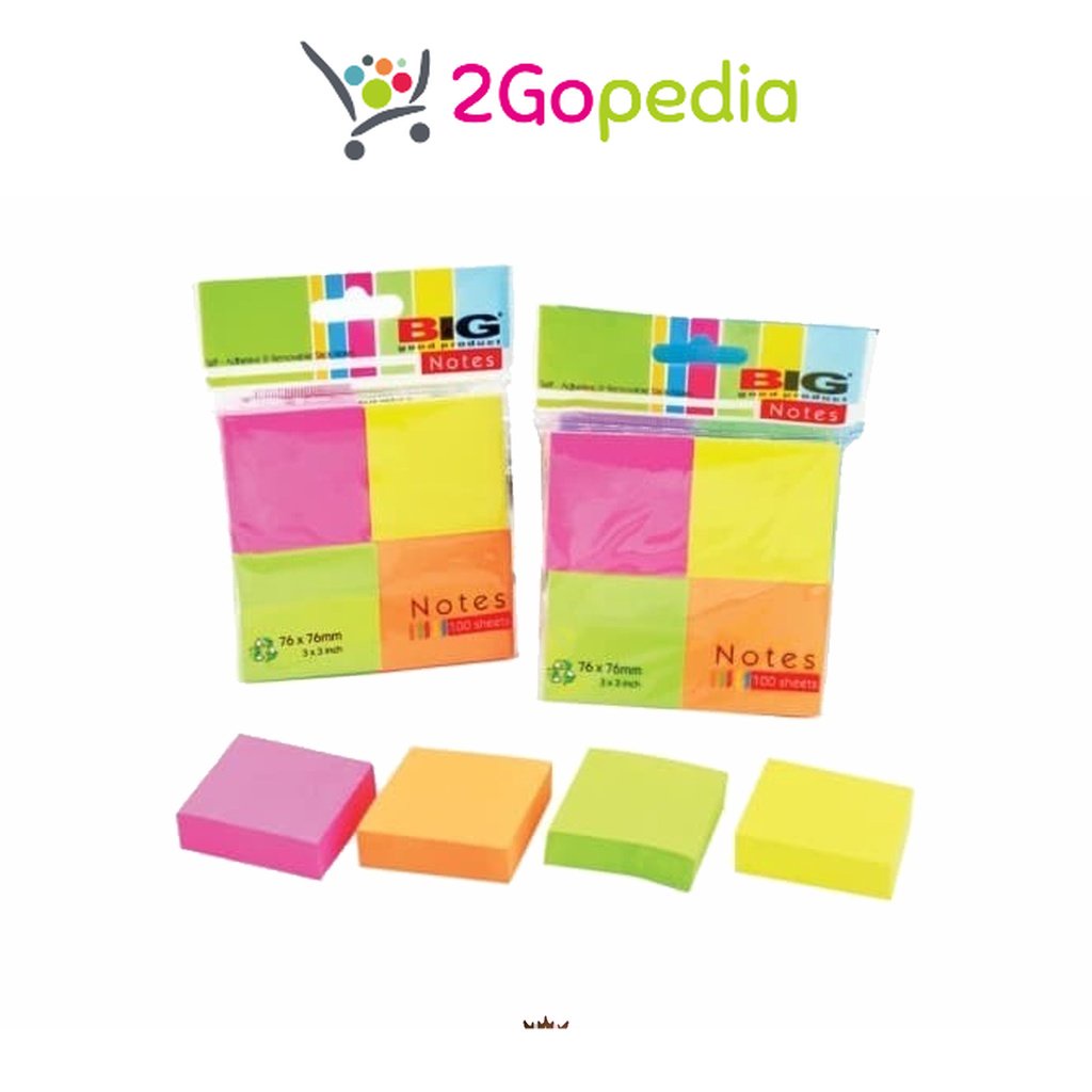 

Big - Sticky Note 76 X 76 Mm 4 Cut/ Memo Tempel 4 Warna Grosir Murah Atk