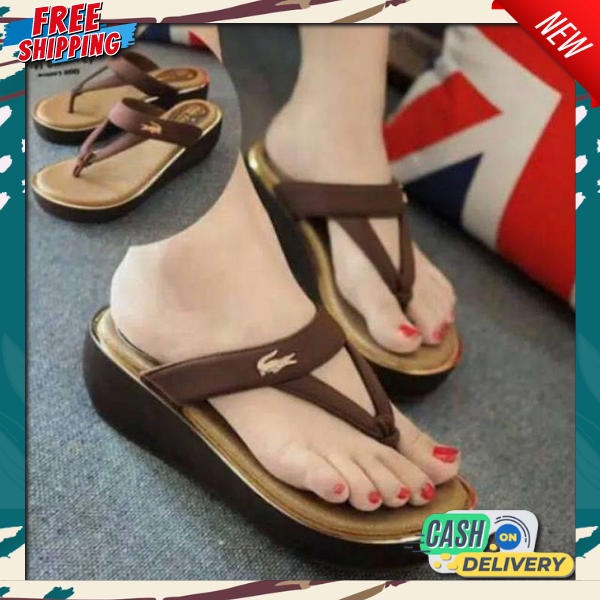 Sandal Wanita Wedges Premium Murah Kekinian Style Trendy Wejes Cewek Perempuan Karet Korea Branded O