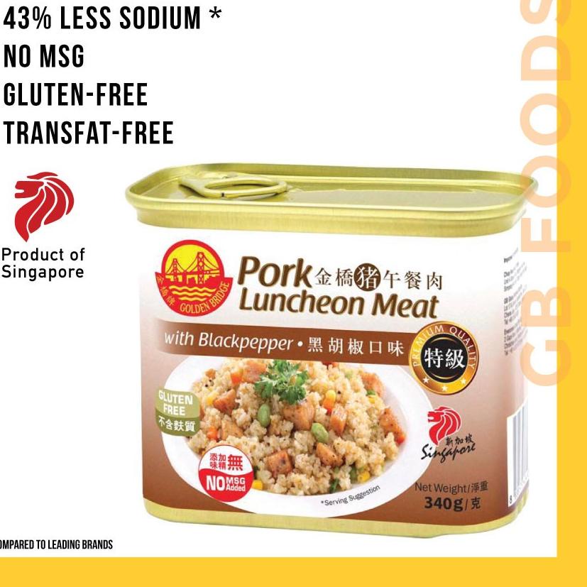 

5l5Kz--GOLDEN BRIDGE PORK LUNCHEON MEAT BLACK PEPPER SINGAPORE 340 gr