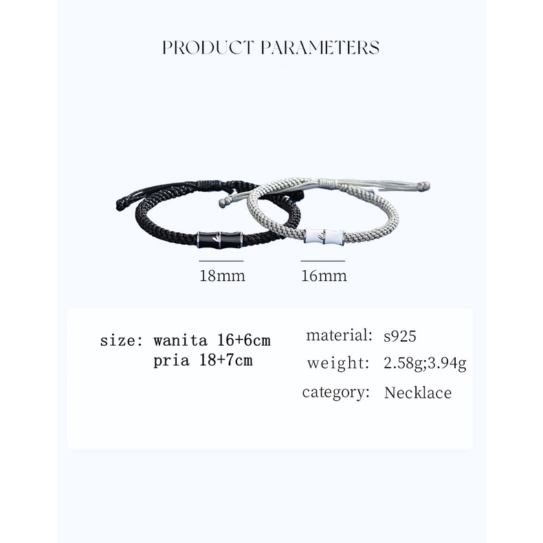 Gelang couple Sterling silver S925-Bamboo Gelang Pasangan Chinese style gelang fashion  gelang pria perak asli S925 Original Arctic Deer