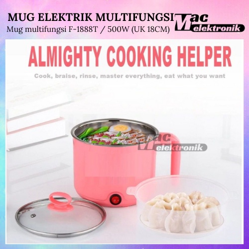 PANCI MUG ELEKTRIK MULTIFUNGSI  REBUS, TUMIS, KUKUS, GORENG 0.8 LITER stainless steel