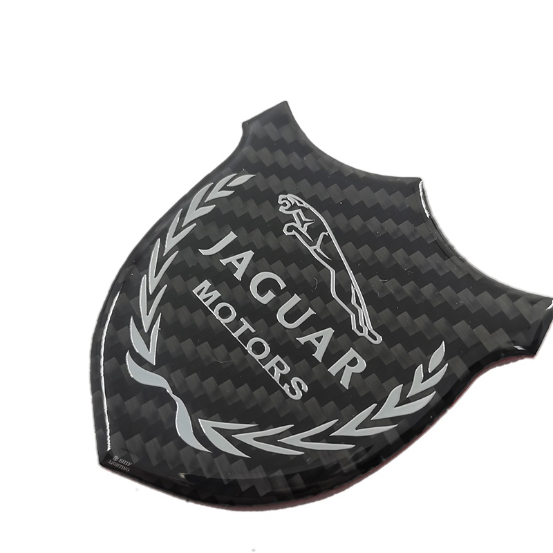 1pc Stiker Emblem Logo JAGUAR MOTORS Bahan Karbon Fiber Kualitas Tinggi Untuk Dekorasi Mobil JAGUAR