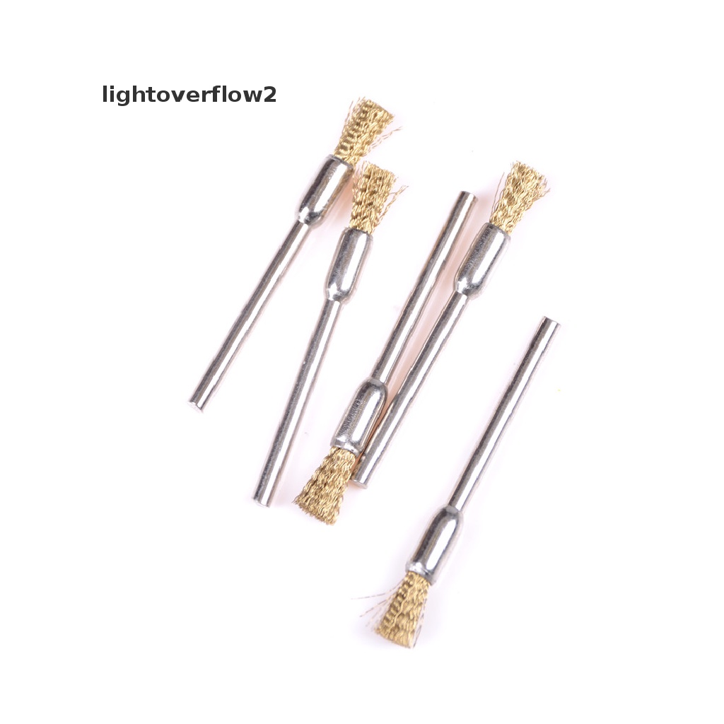 (lightoverflow2) 5pcs / Set Mata Bor Brush Sikat Kawat Kuningan Shank 3mm X 5mm Untuk Poles / Pembersih