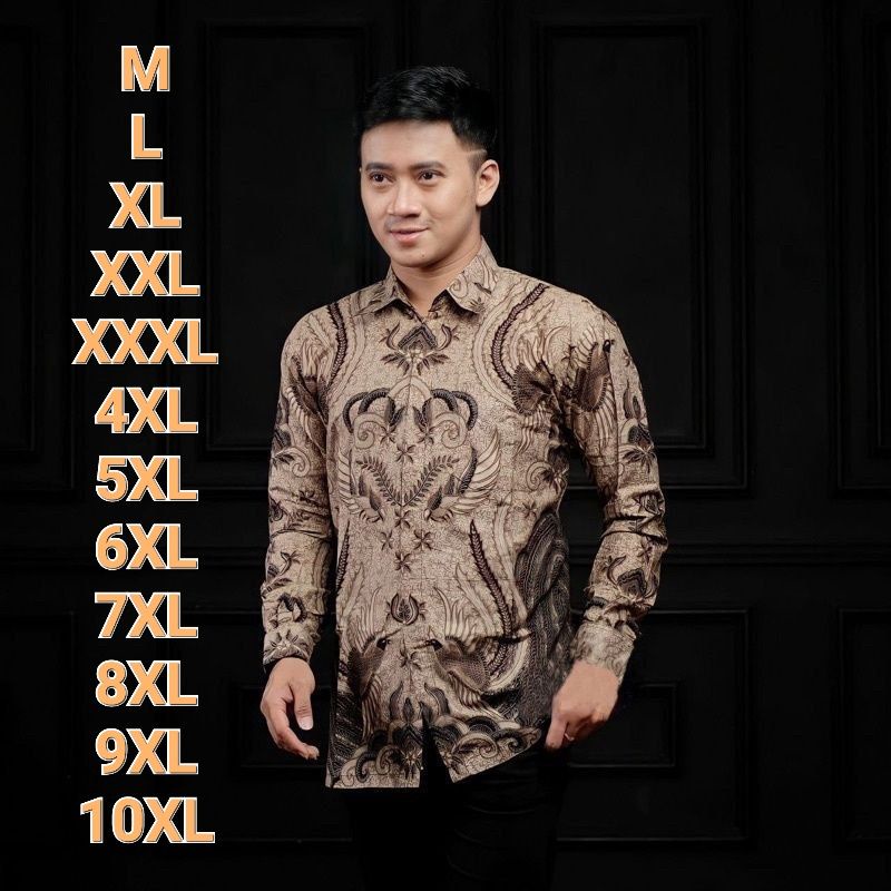 kemeja batik pria lengan panjang big size M L XL XXL 3XL 4XL 5XL 6XL 7XL 8XL 9XL 10XL seragam