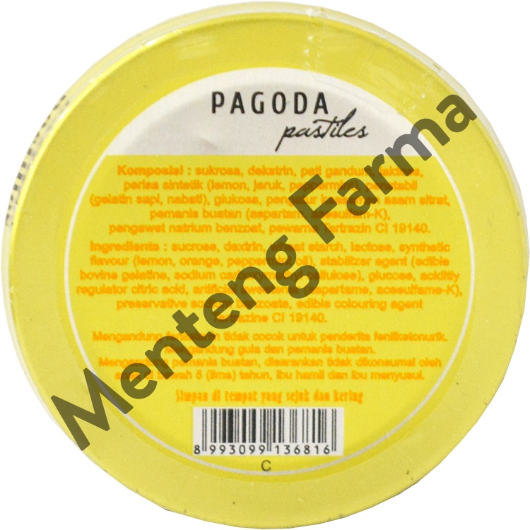Pagoda Pastiles Rasa Lemon 20 Gram - Permen Pelega Tenggorokan