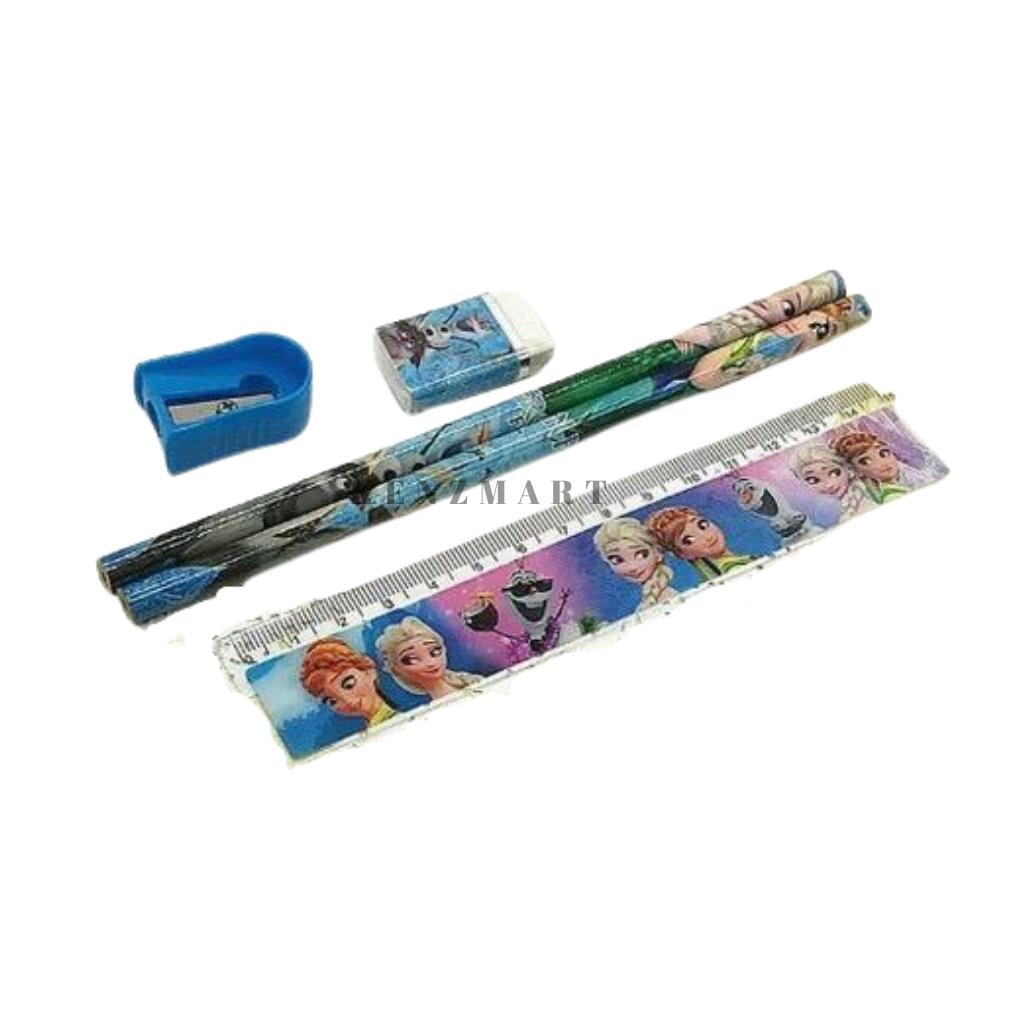 SET ALAT TULIS 5 IN 1 KARAKTER LUCU / MINI STATIONERY PENSIL PENGHAPUS PENGGARIS SHARPENER OROTAN PENSIL