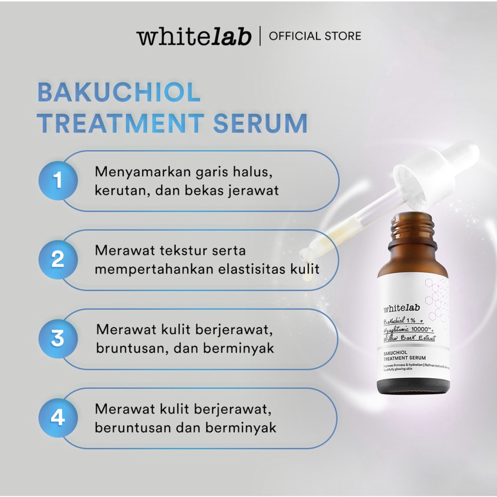 Whitelab Bakuchiol Treatment Serum - Atasi Jerawat Dan Bruntusan Alternatif Retinol Aman Untuk Ibu Hamil Menyusui