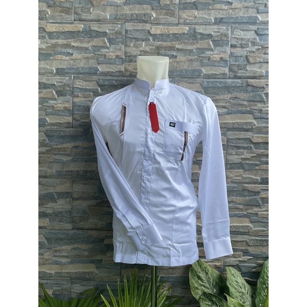 Baju taqwa lengan panjang pria baju koko al wafa thobe wht