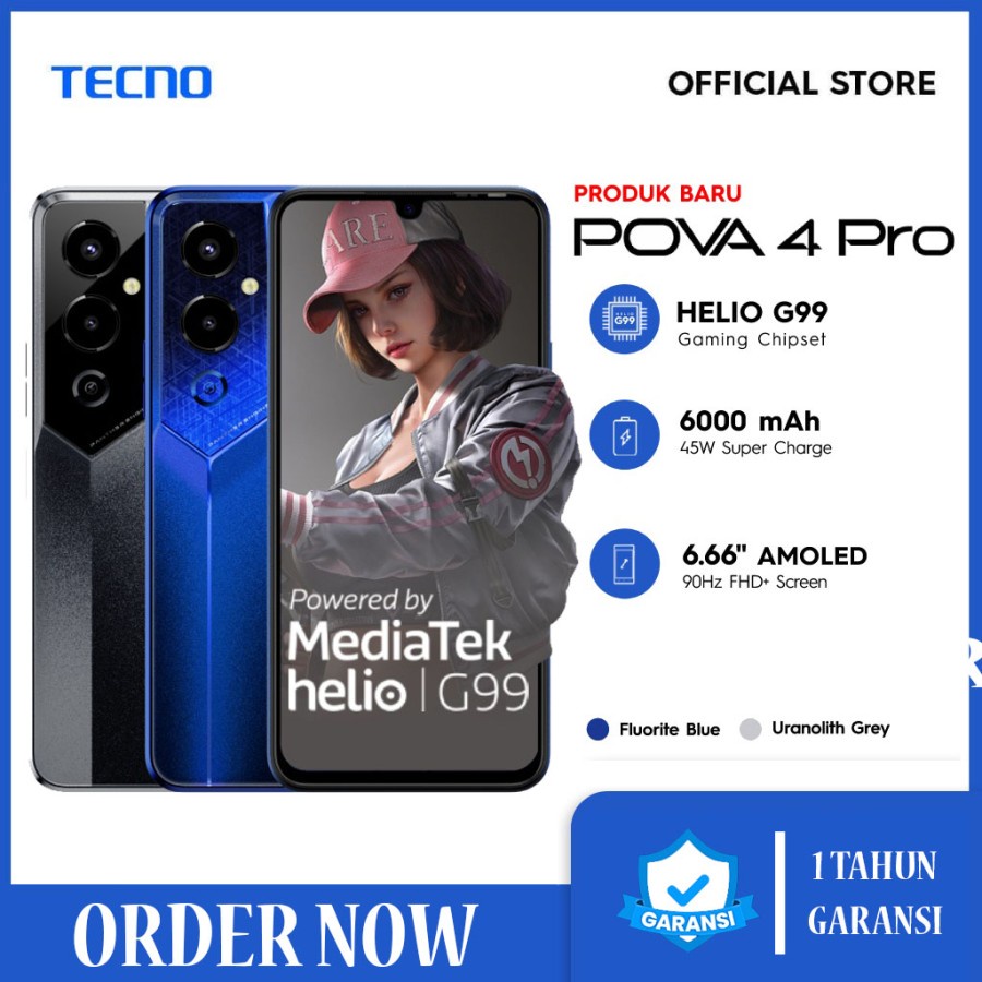 TECNO POVA 4 PRO NFC 8/256 RAM 8GB ROM 256GB GARANSI RESMI