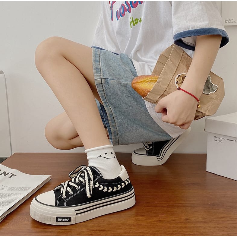 TOPGROSIR LV0163 SEPATU SNEAKERS WANITA IMPORT KANVAS BER STAR/FASHION WANITA KOREA TALI KEPANG