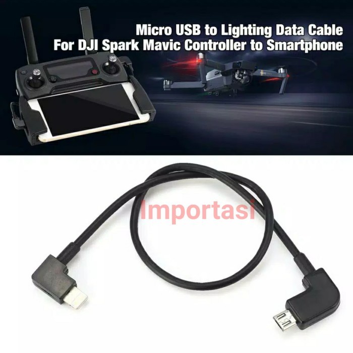 Kabel Remote Micro USB to Lightning iOS Data Cable DJI Mini 1 SE Mavic 2 Pro Zoom Mavic Air Spark