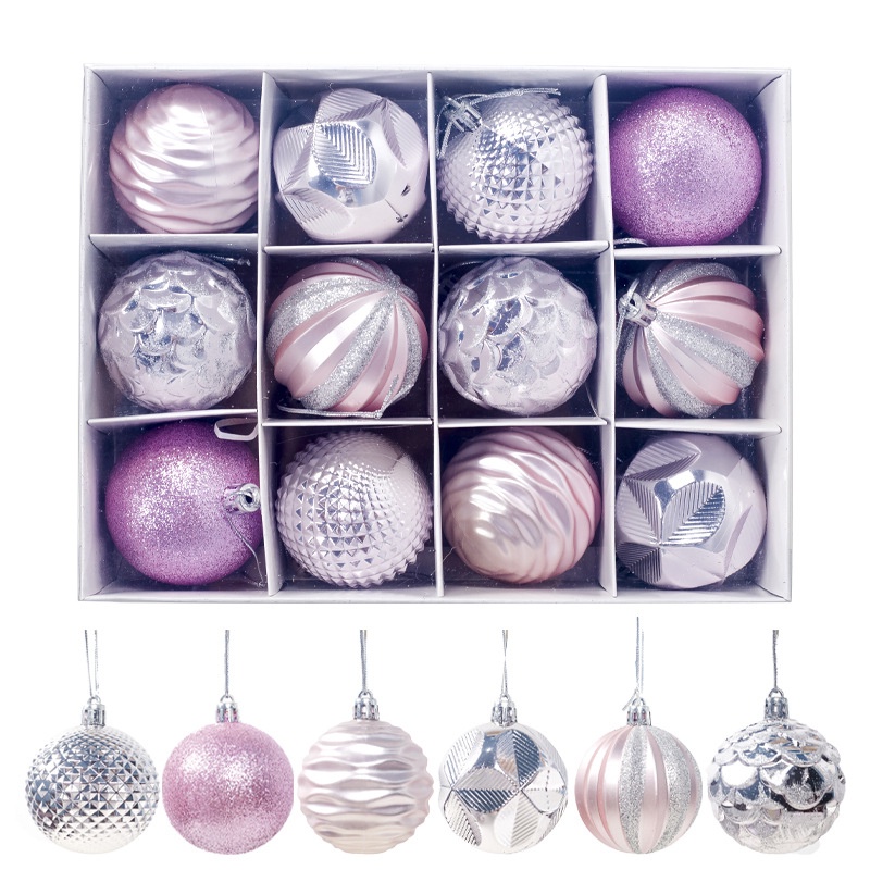 ღ 2023 12Pcs 55Mm Bola Xmas Pohon Liontin Ornamen Merry Natal Bahagia Tahun Baru Hadiah Dekorasi Tinggi kualitas Dekorasi
