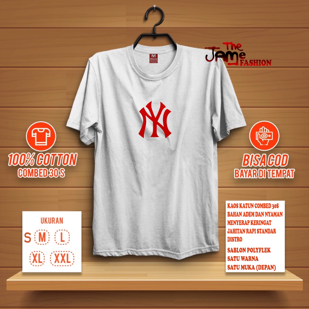 Promo Cod Kaos Distro Lengan Pendek NY Quality Merah Premium Quality Kaos Keren Kaos Pria Wanita Tul