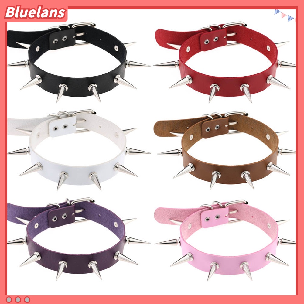 Bluelans Women Fashion Alloy Rivet Spike Faux Leather Choker Short Necklace Punk Jewelry