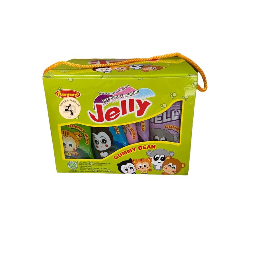 

Yuk di order--Jelly Tas Gummy Bean Ranjani Mix Flavour 1 Box @30 pcs @5g