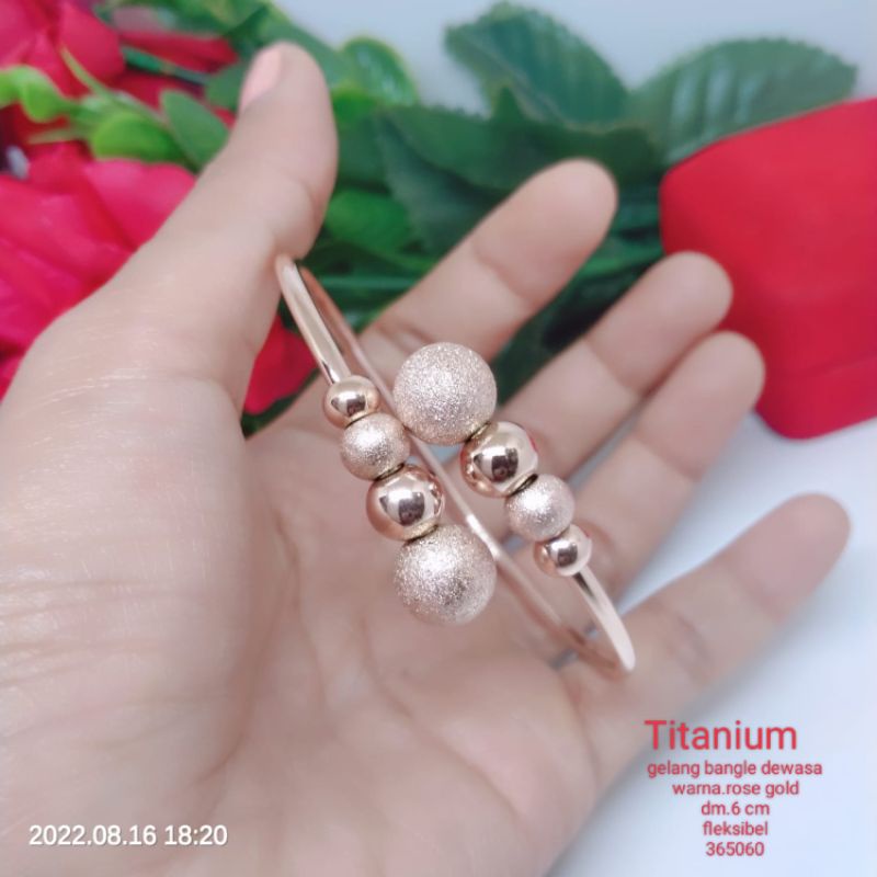 Gelang Titanium Rose Gold Fleksibel Terlaris Termurah