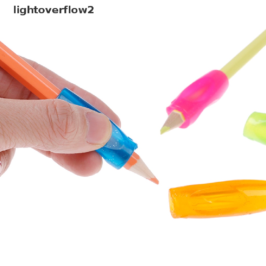 (lightoverflow2) 4pcs grip Pensil Bahan Karet Lembut Untuk Anak-Anak
