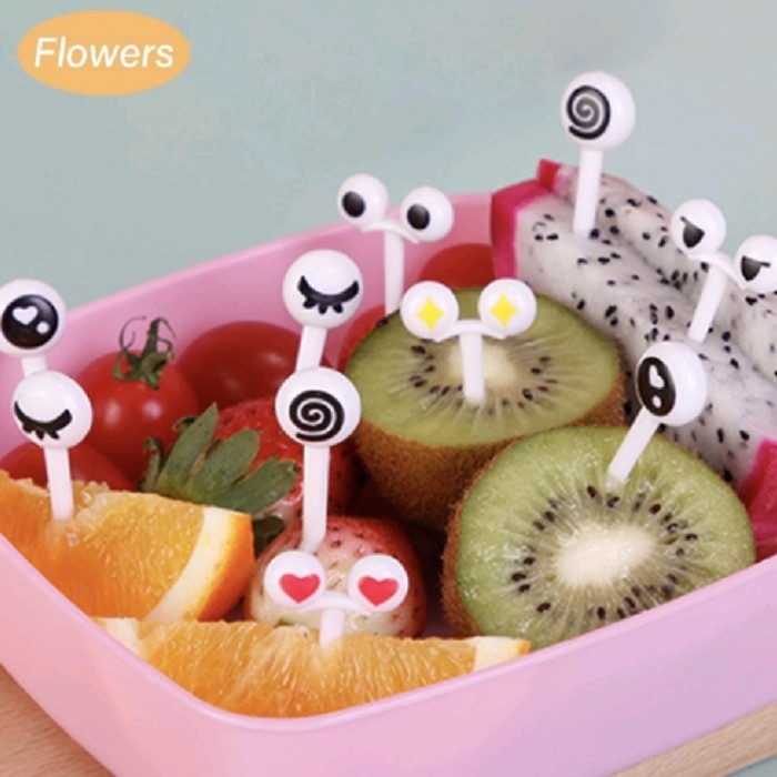 10pcs Set Garpu Buah Tusukan Bento BENTUK MATA Bento Bekal Anak Lucu