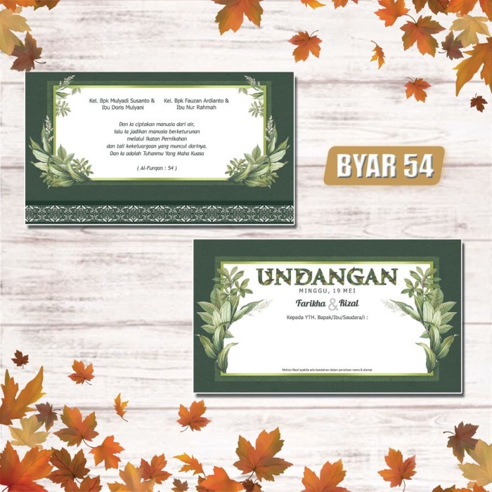 

(Include plastik+ label) Cetak undangan Pernikahan Elegan, Floral, Rustik Simpel dan murah