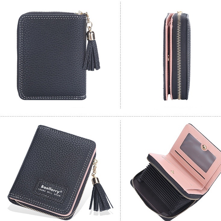 DOMPET LIPAT WANITA KECIL KULIT BAELLERRY HITAM WA597B5 ORI COPELEA KOREA REMAJA KARTU KEKINIAN UANG KOIN PREMIUM RESLETING FASHION IMPORT BRANDED BATAM LUCU SIMPLE