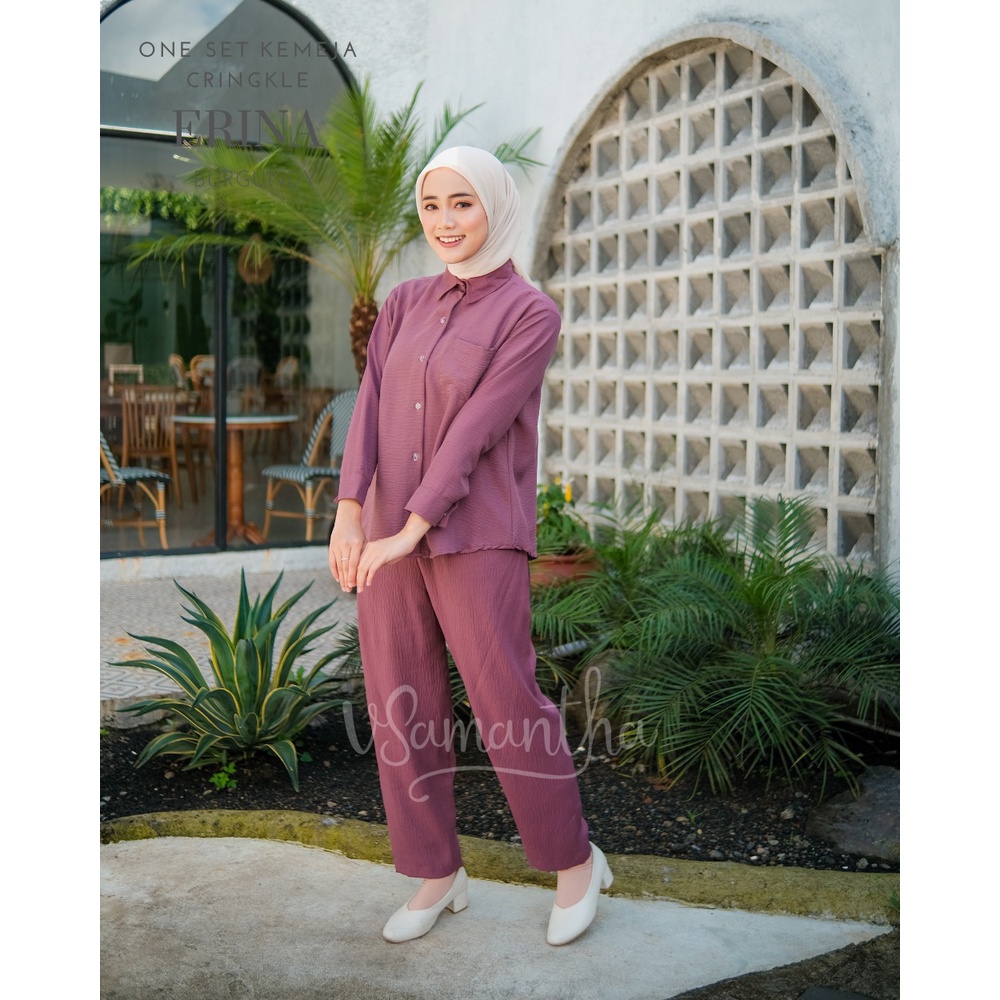 One Set Kemeja Wanita Crinkle Airflow Erina