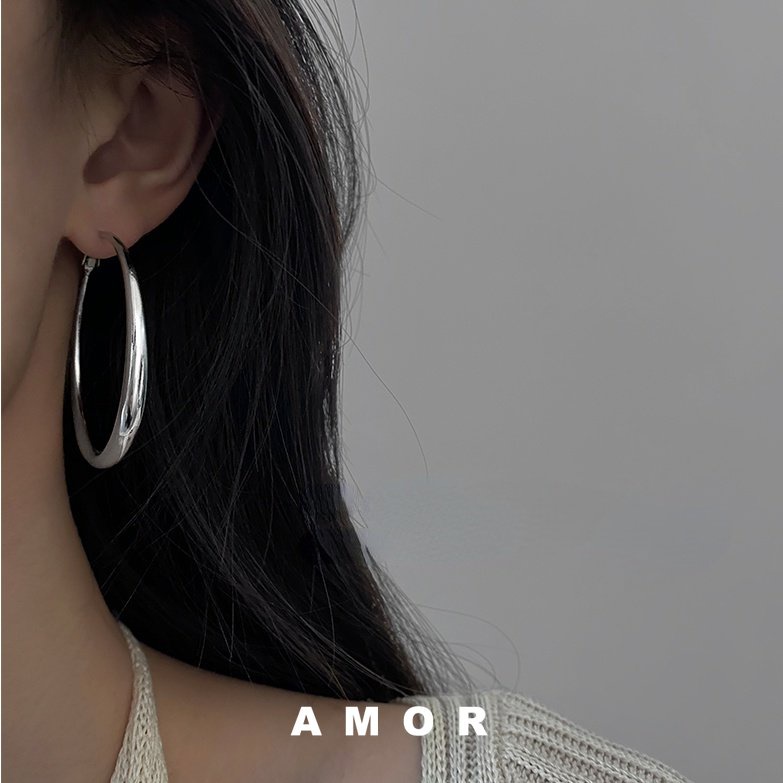 Anting 925s Bentuk Lingkaran Besar Gaya Eropa Dan Amerika Untuk Wanita