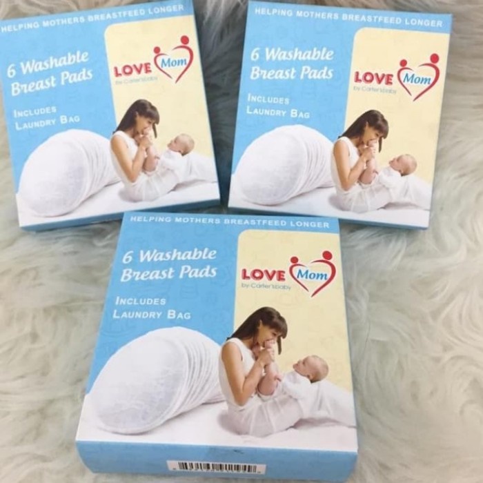 AVENT / LOVE MOM washable BREAST PADS isi 6 pcs bisa dicuci + free Laundry Bag untuk Breastpad SNI