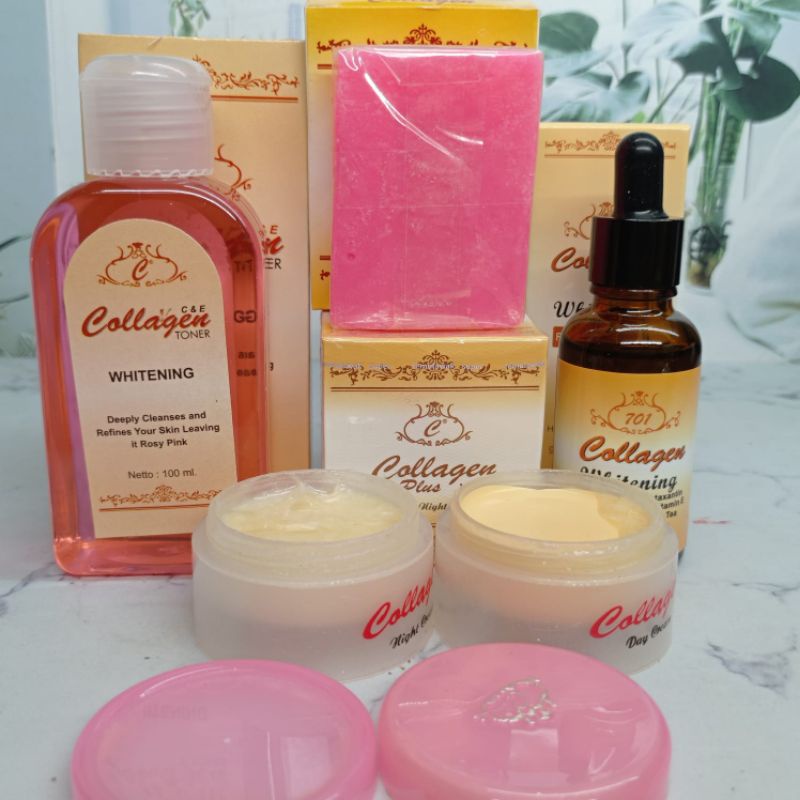 PAKET COLLAGEN PLUS VITAMIN E 5 IN 1 ORIGINAL | SABUN, TONER, SERUM,CREAM SIANG MALAM