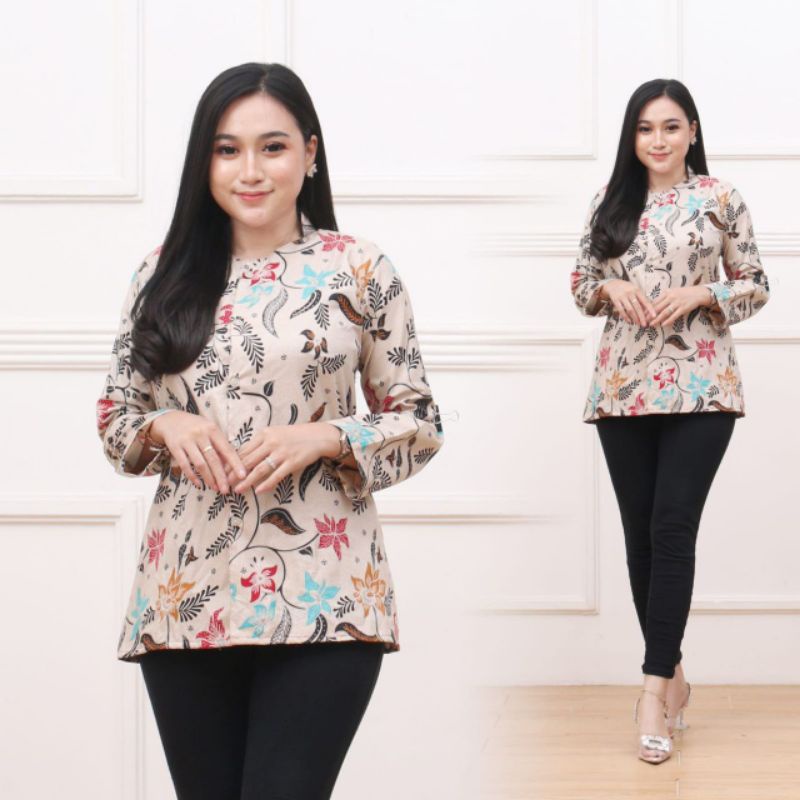 ATASAN BLOUSE BATIK WANITA KANCING MODEL TERBARU