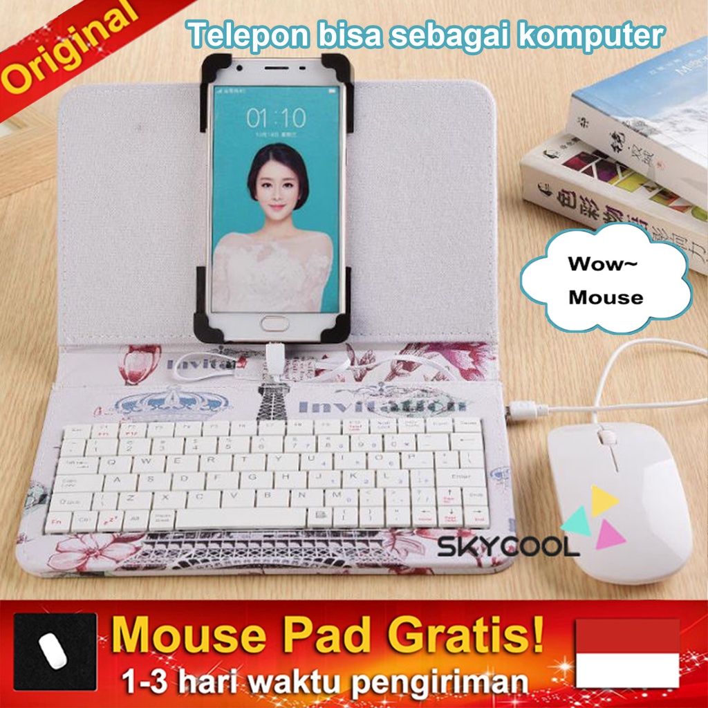 Mini Umum Kabel Ponsel Keyboard untuk Ponsel Tablet Android Sarung Keyboard Case Cover untuk Tablet Ponsel Termasuk Keyboard Keyboard untuk Ponsel Keyboard Bluetooth untuk Ponsel Android Sarung Universal