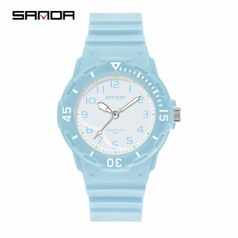 Sepasang SANDA 6011 Jam Tangan Wanita Analog Tali Rubber Luminous Anti Air