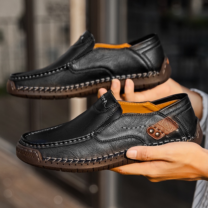 PREMIUM Klasik Import Kulit Asli Sepatu Pantofel Pria Formal Kerja Kantor Casual Loafer Cowok Lentur Ringan Handmade Keren 225