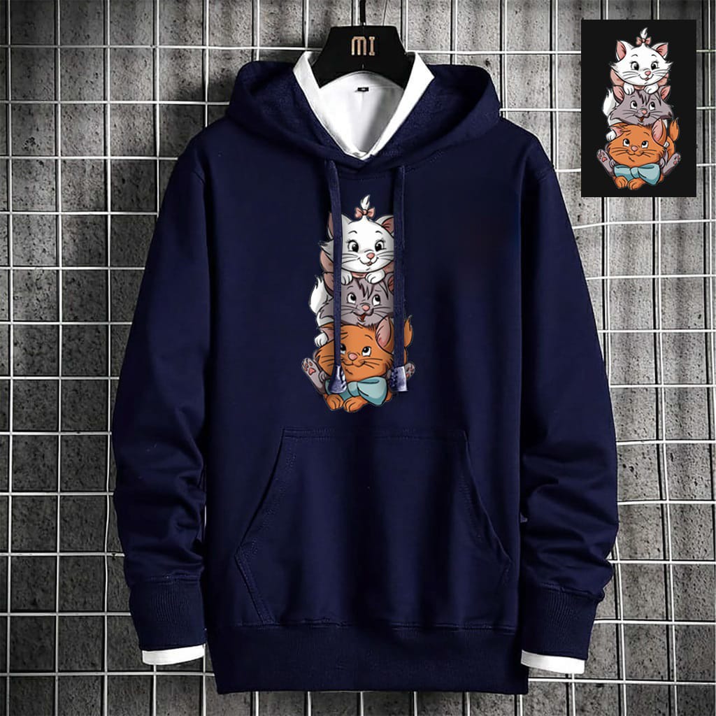 COD - Sweater Hoodie Triple Cat Dtf Pakaian Pria Hoodie Jumper Pria