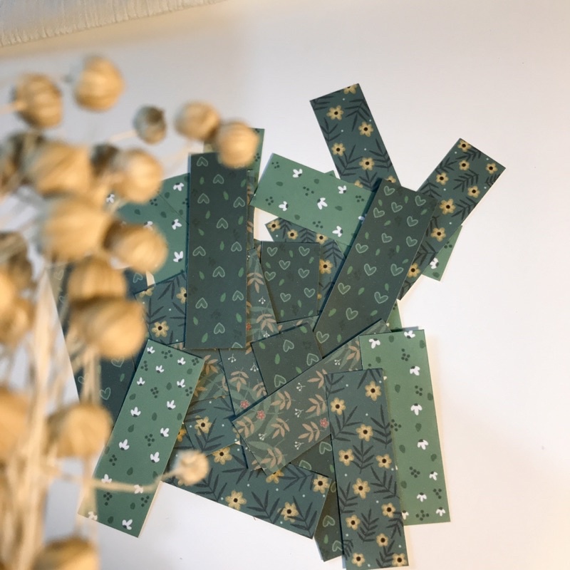 

10 lembar kertas sticker dekorasi journal kit bullet journal hijau aesthetic