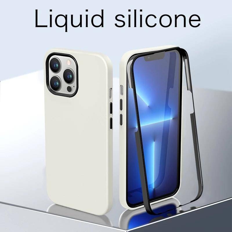 3 in 1 Soft Case Silikon Shockproof Full Body 360 Warna Permen Untuk iPhone 14 13 12 11 Pro Max Plus