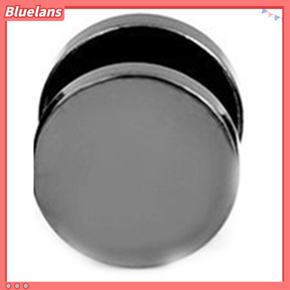 Bluelans Anting Stud Piercing Bentuk Bulat Bahan Stainless Steel Warna Hitam Ukuran 3mm - 14mm Gaya Punk Untuk Pria