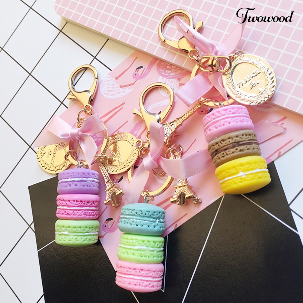 Twowood Gantungan Kunci Bentuk Kue Macaron Bahan Alloy