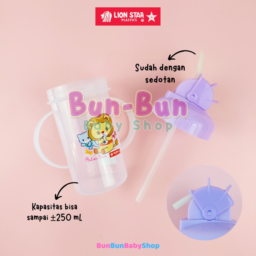 LION STAR Gelas Minum Sedotan Anti Pecah Training Bottle Cup Mug BPA FREE Tempat Botol Susu Baby New Born Boy Girl Perlengkapan Makan Anak Balita Newborn Bunbunbabyshop
